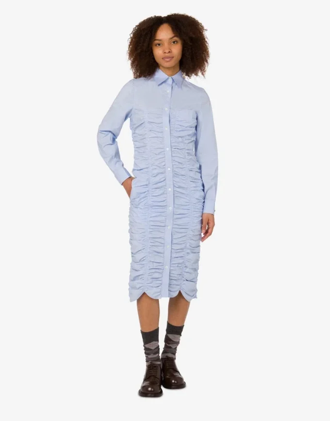 Abito drappeggiato in popeline di cotone Abito drappeggiato in popeline di cotone