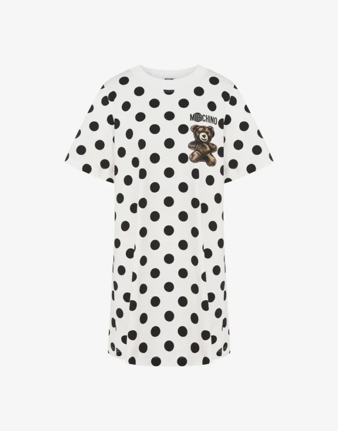 Abito in cotone pesante con stampa Moschino Teddy Bear