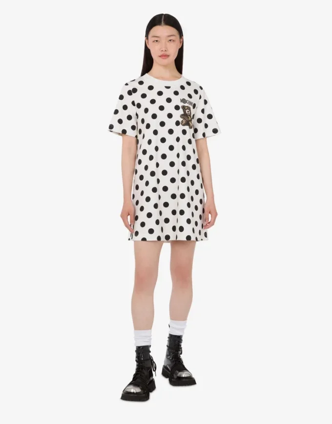 Abito in cotone pesante con stampa Moschino Teddy Bear