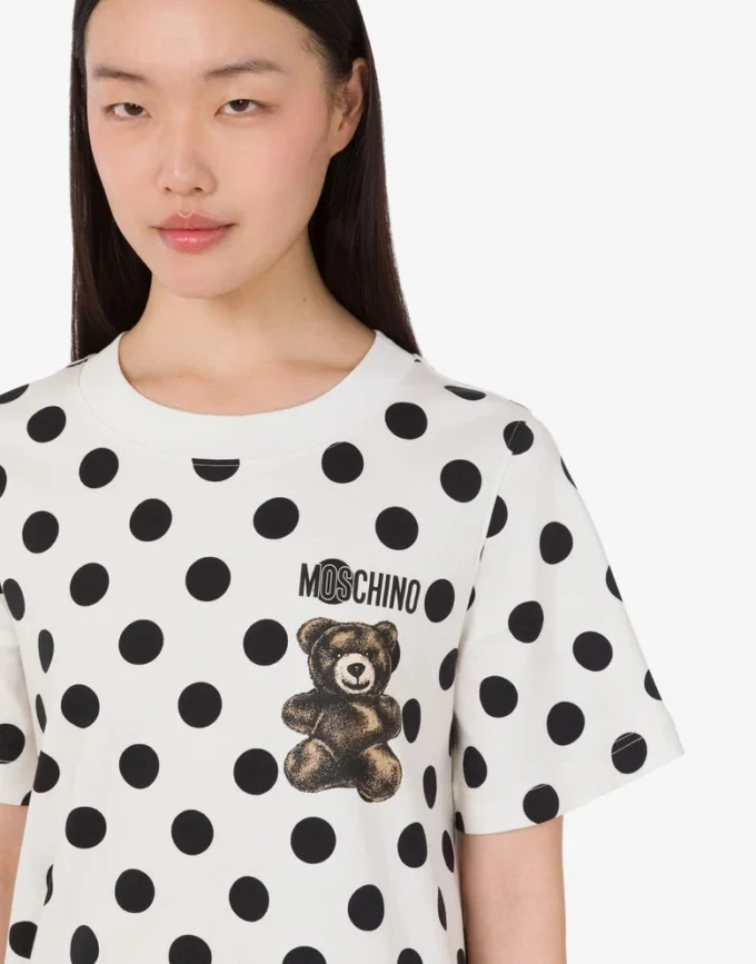 Abito in cotone pesante con stampa Moschino Teddy Bear
