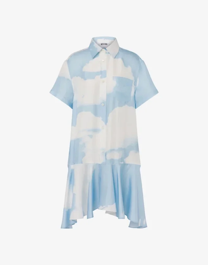 Abito in twill di seta Archive Clouds Abito in twill di seta Archive Clouds