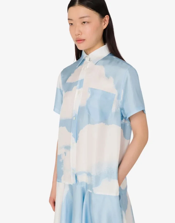 Abito in twill di seta Archive Clouds Abito in twill di seta Archive Clouds