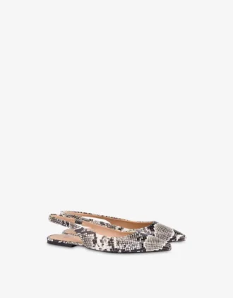 Ballerine con cinturino in pelle di vitello con stampa pitonata