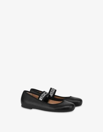 Ballerine in nappa con fascia elastica con logo