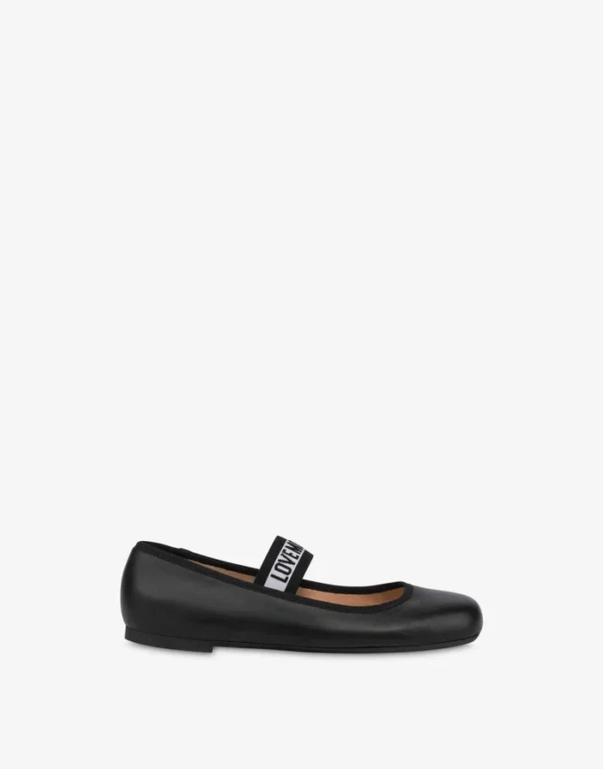 Ballerine in nappa con fascia elastica con logo