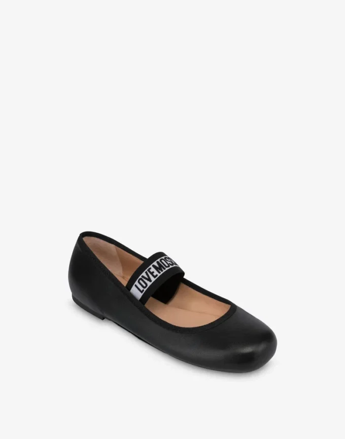 Ballerine in nappa con fascia elastica con logo