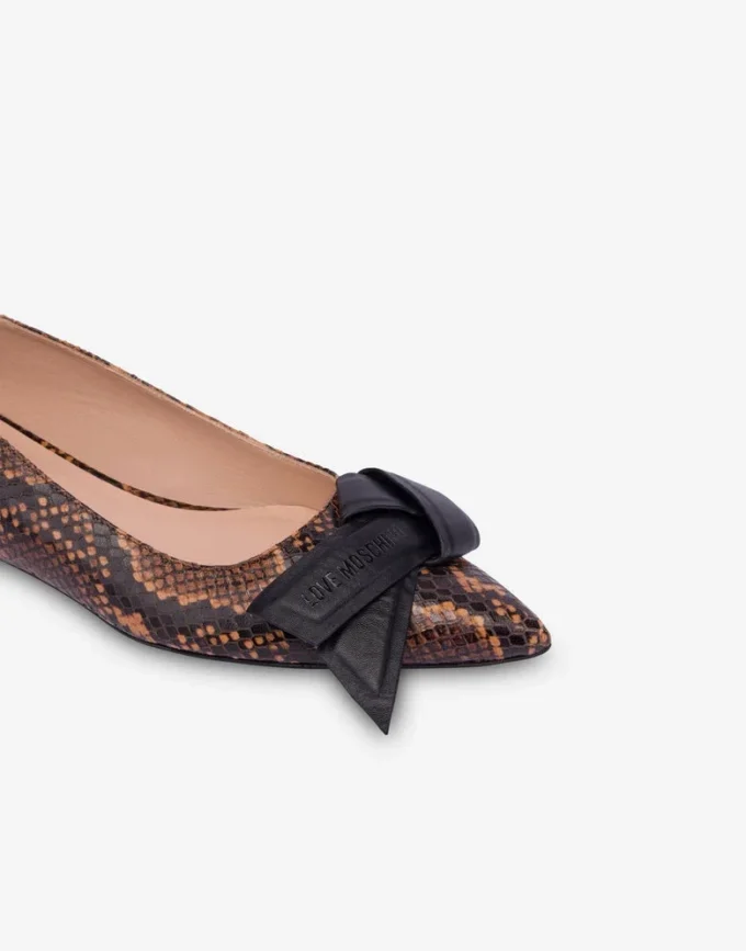 Ballerine in pelle di vitello con stampa pitonata