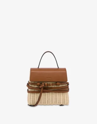 Borsa Moschino Tie Me in rattan Small