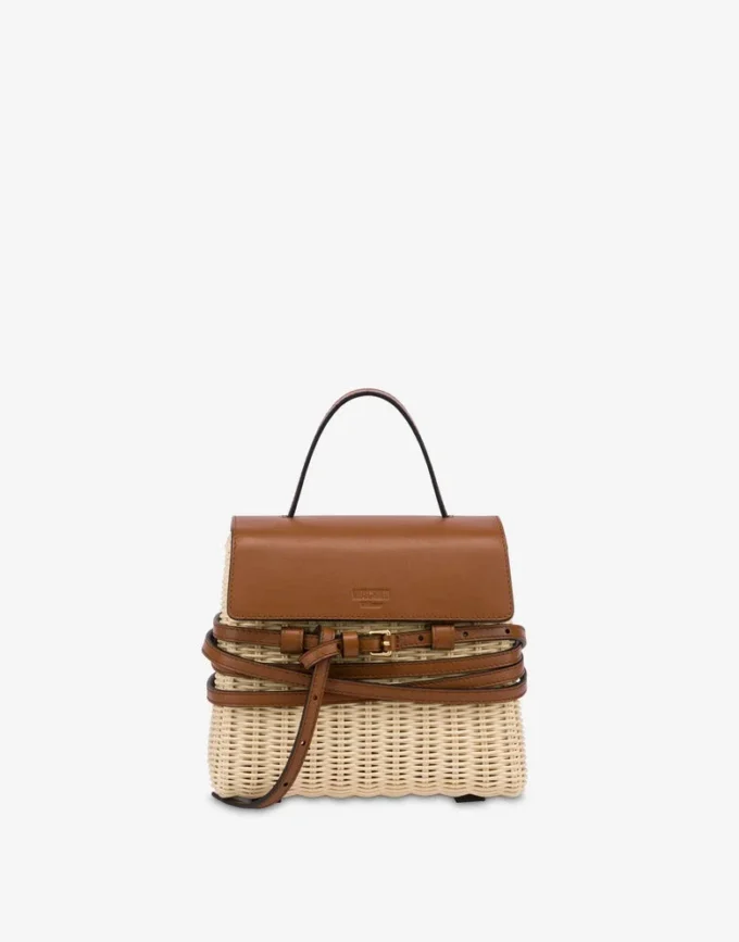 Borsa Moschino Tie Me in rattan Small Borsa Moschino Tie Me in rattan Small