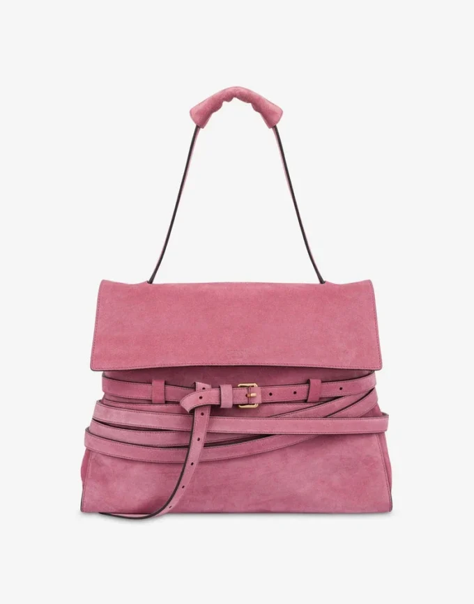 Borsa Tie Me di Moschino in pelle scamosciata Media Borsa Tie Me di Moschino in pelle scamosciata Media