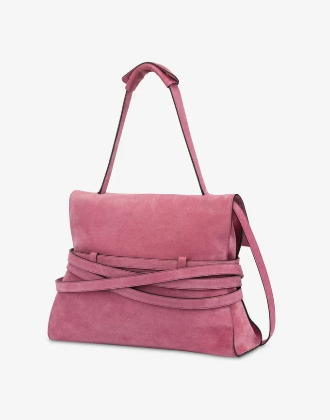 Borsa Tie Me di Moschino in pelle scamosciata Media Borsa Tie Me di Moschino in pelle scamosciata Media