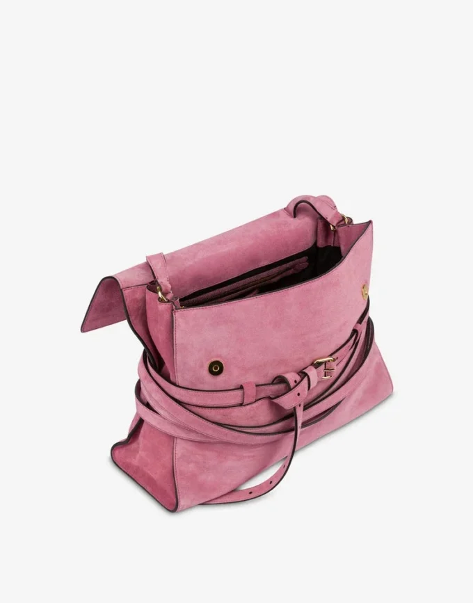 Borsa Tie Me di Moschino in pelle scamosciata Media Borsa Tie Me di Moschino in pelle scamosciata Media