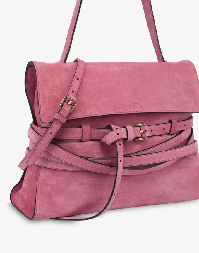 Borsa Tie Me di Moschino in pelle scamosciata Media Borsa Tie Me di Moschino in pelle scamosciata Media