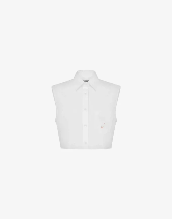 Camicia corta in popeline di cotone Goose Camicia corta in popeline di cotone Goose