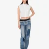 Camicia corta in popeline di cotone Goose Camicia corta in popeline di cotone Goose