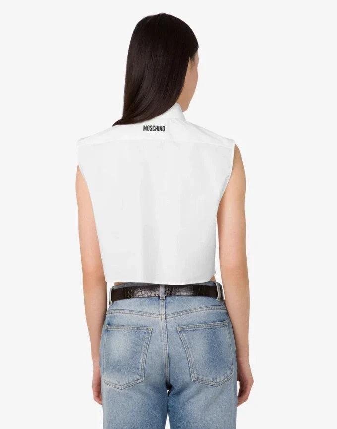 Camicia corta in popeline di cotone Goose Camicia corta in popeline di cotone Goose