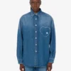 Camicia in denim di cotone blu Camicia in denim di cotone blu