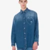 Camicia in denim di cotone blu Camicia in denim di cotone blu