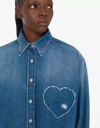 Camicia in denim di cotone blu