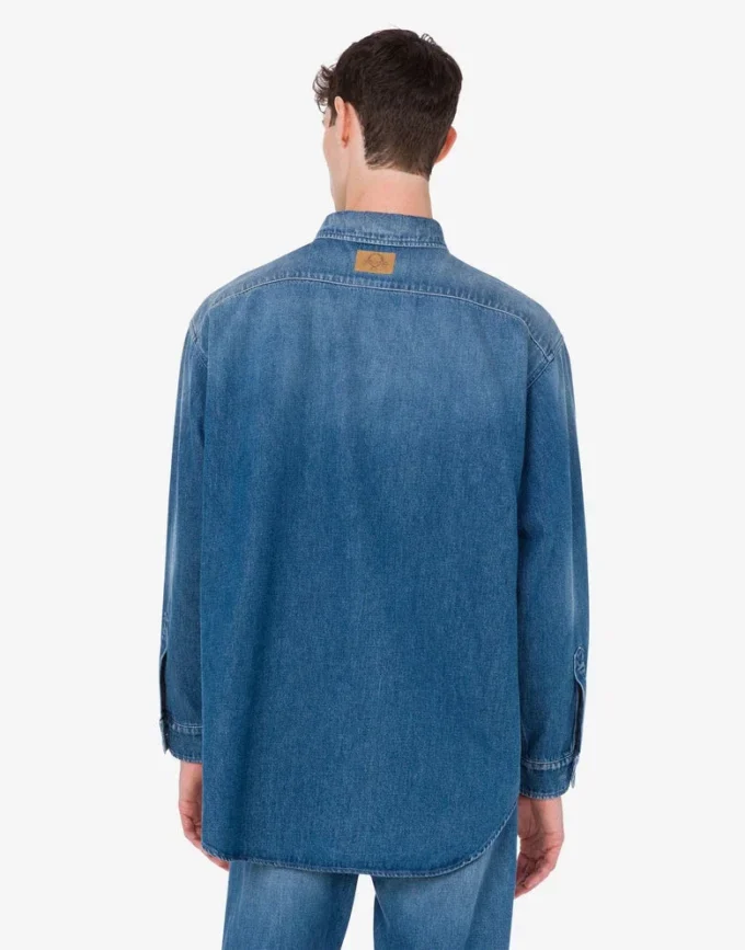 Camicia in denim di cotone blu Camicia in denim di cotone blu