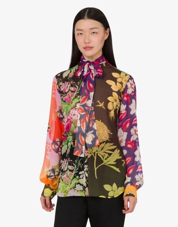 Camicia in georgette di seta stampata Camicia in georgette di seta stampata