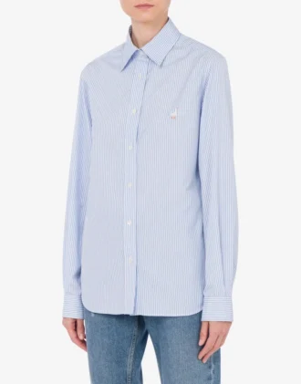 Camicia in popeline a righe Ricamo Goose