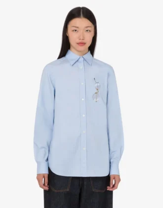 Camicia in popeline di cotone elasticizzato stampato
