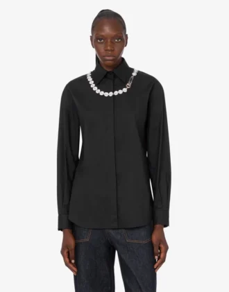 Camicia in popeline di cotone elasticizzato stampato