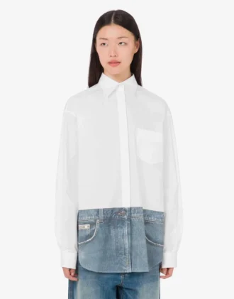 Camicia in popeline di cotone elasticizzato stampato