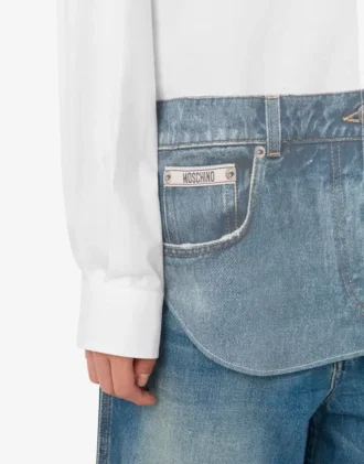 Camicia in popeline di cotone elasticizzato stampato