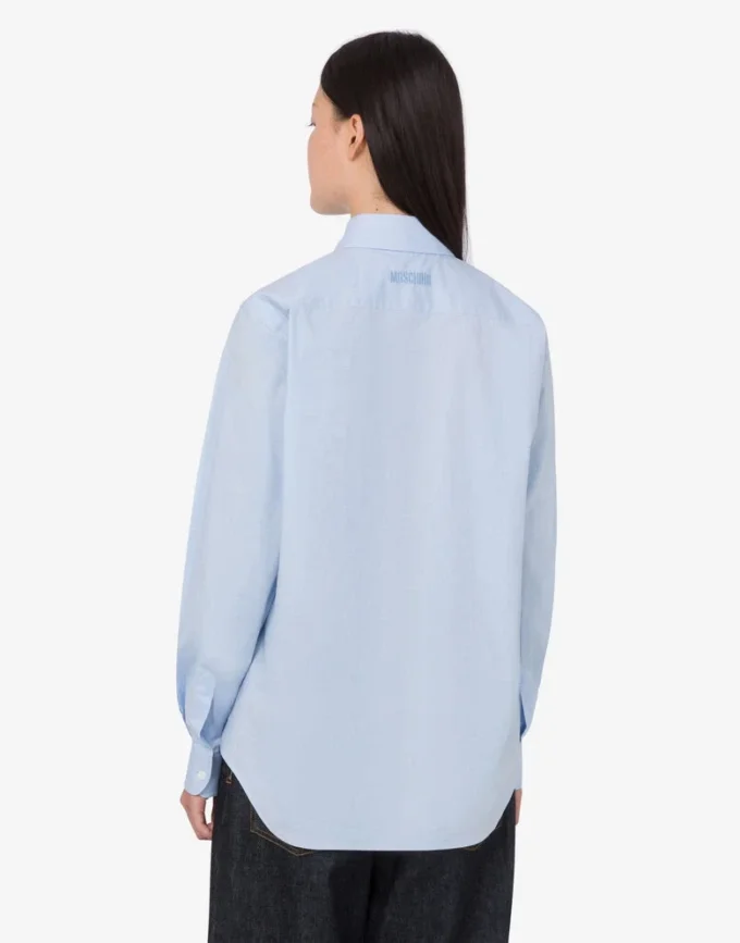 Camicia in popeline di cotone elasticizzato stampato Camicia in popeline di cotone elasticizzato stampato
