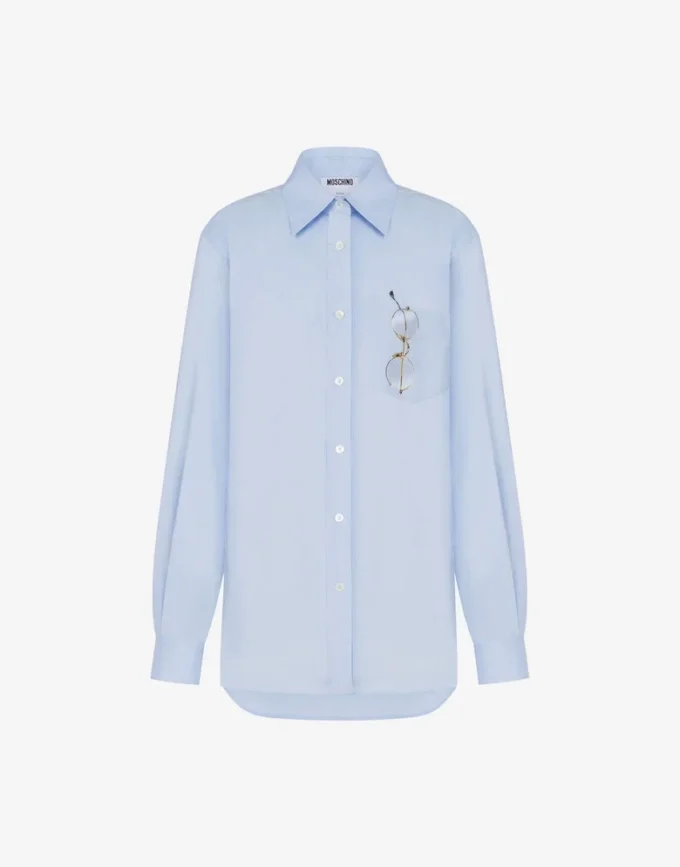 Camicia in popeline di cotone elasticizzato stampato Camicia in popeline di cotone elasticizzato stampato