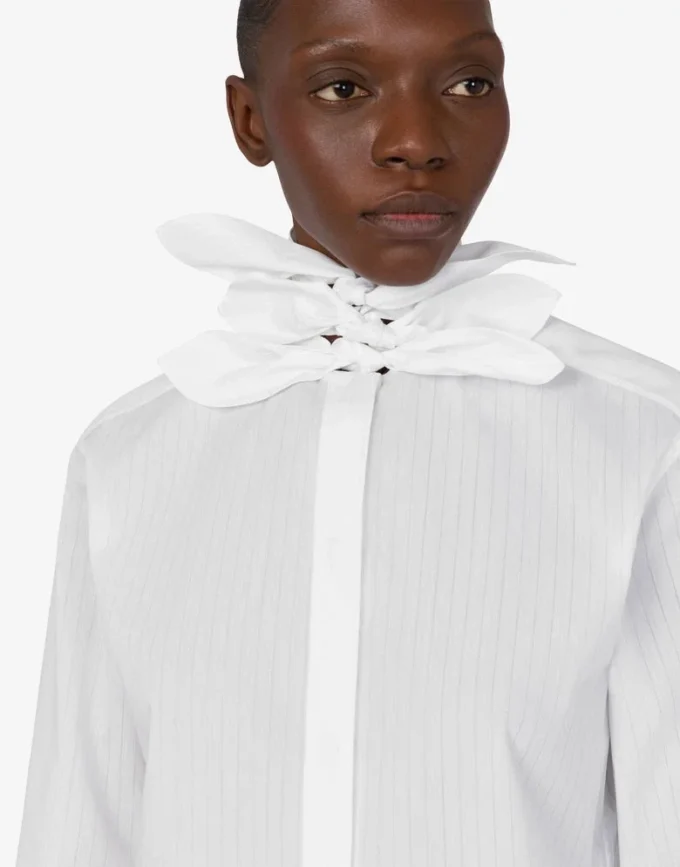 Camicia in popeline di cotone jacquard