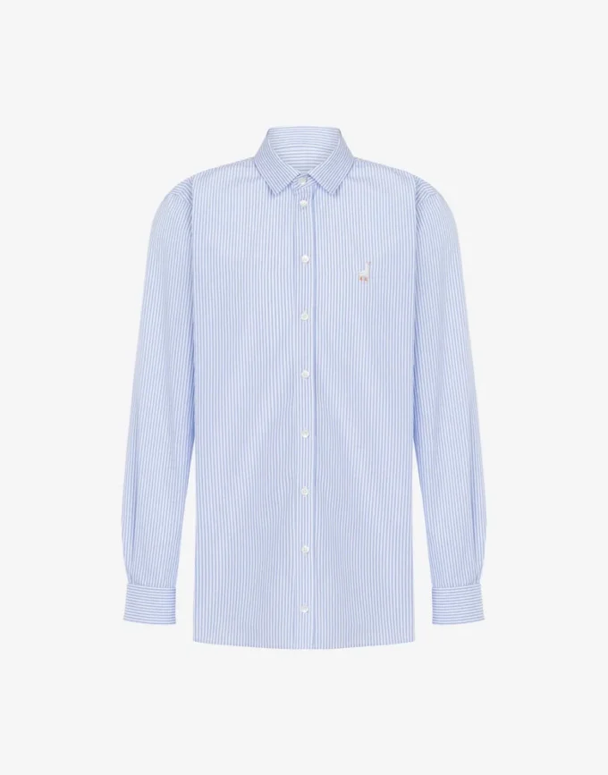 Camicia in popeline Ricamo con oca Camicia in popeline Ricamo con oca