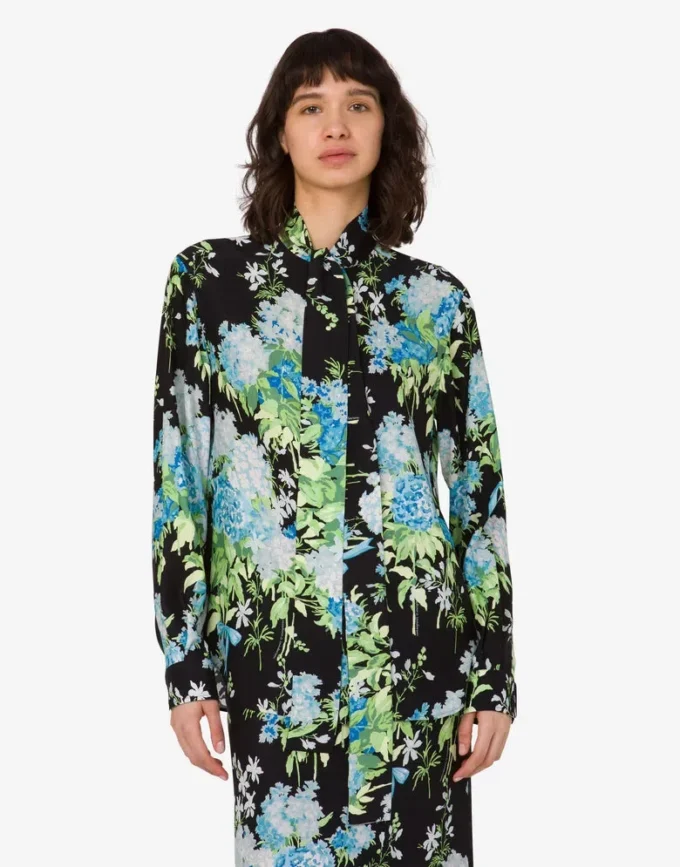 Camicia in raso di seta stampato Camicia in raso di seta stampato