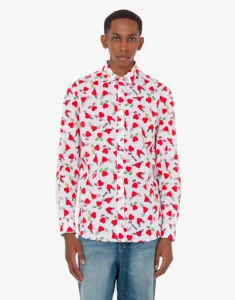 Camicia leggera in popeline di cotone con stampa