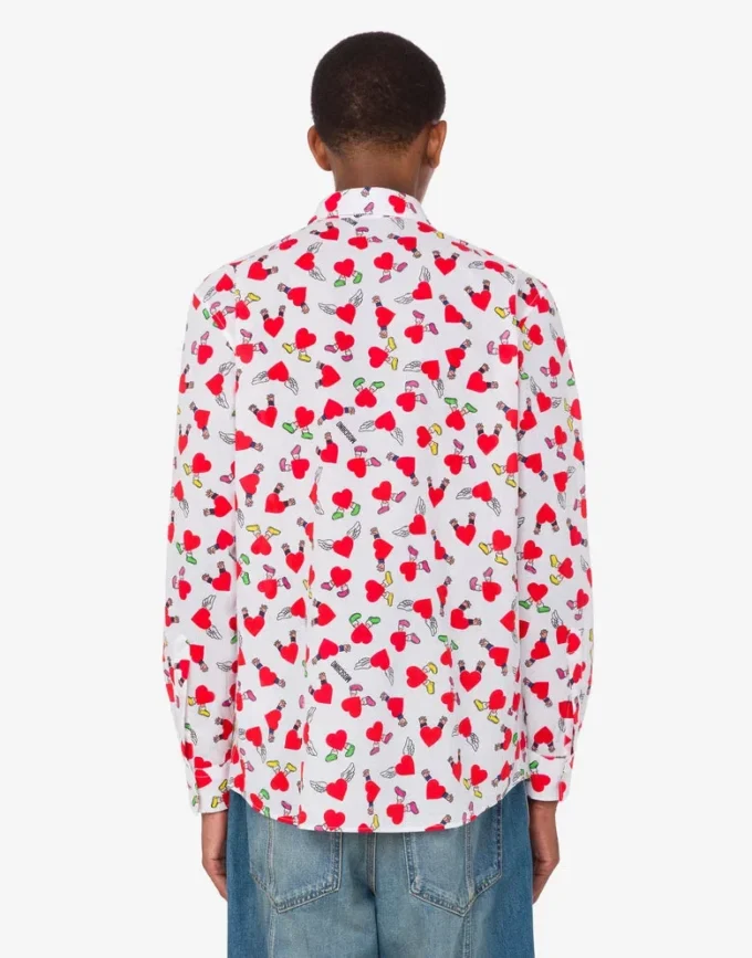 Camicia leggera in popeline di cotone con stampa Camicia leggera in popeline di cotone con stampa