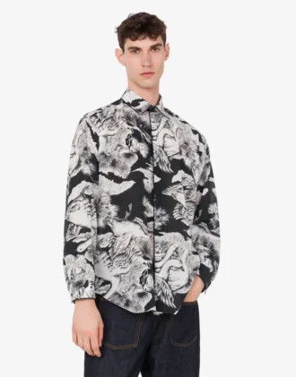 Camicia leggera in popeline di cotone con stampa oca