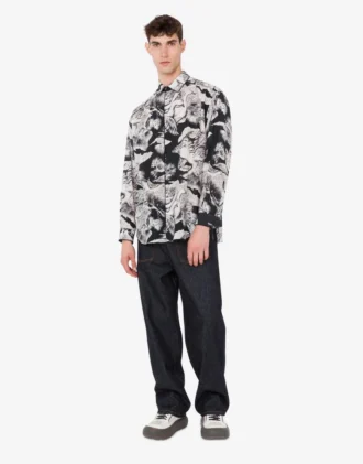 Camicia leggera in popeline di cotone con stampa oca
