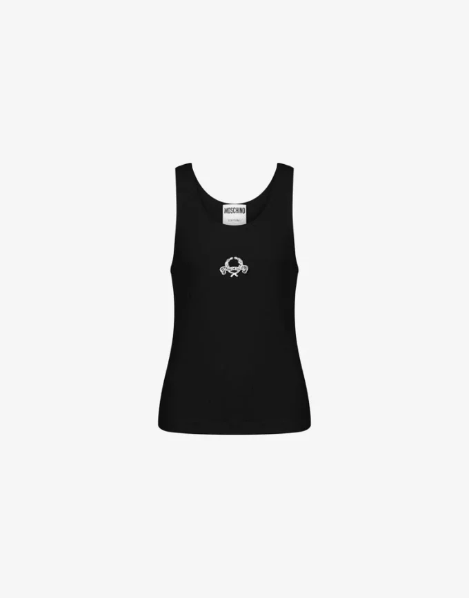 Canotta in cotone elasticizzato con logo Laurel Crown