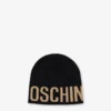 Cappello in maglia con logo in lettere dorate