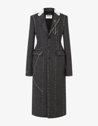 Cappotto in tela di lana ricamata