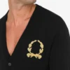 Cardigan in lana e cashmere Ricamo corona d’alloro