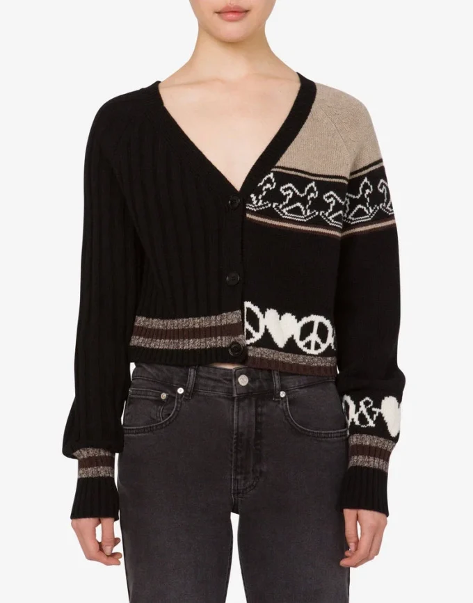 Cardigan in misto lana intarsio