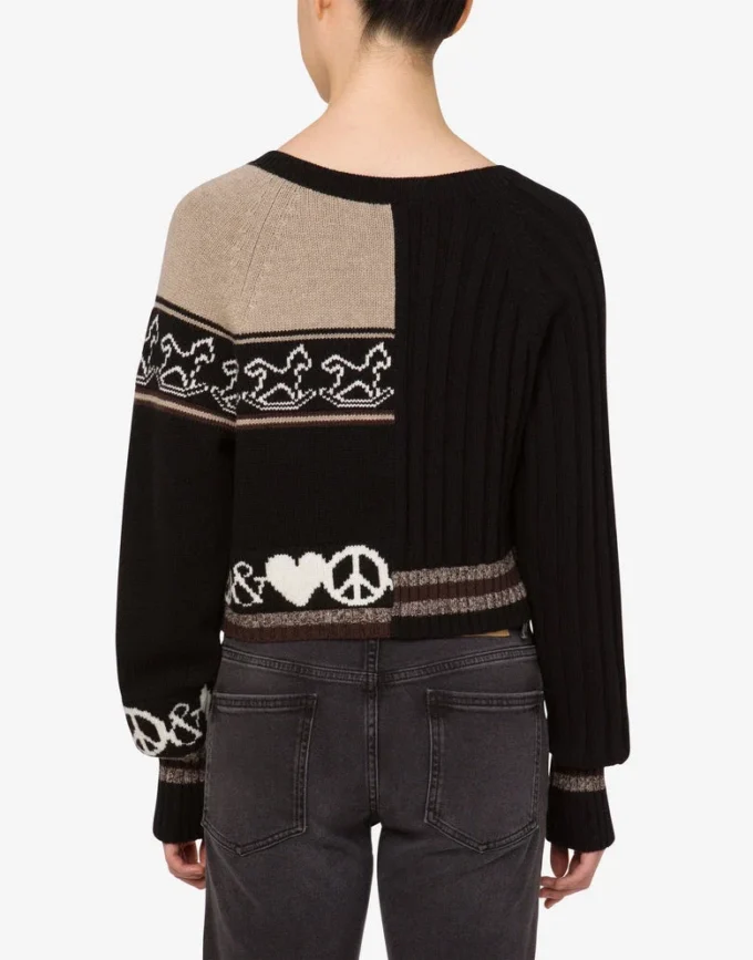 Cardigan in misto lana intarsio