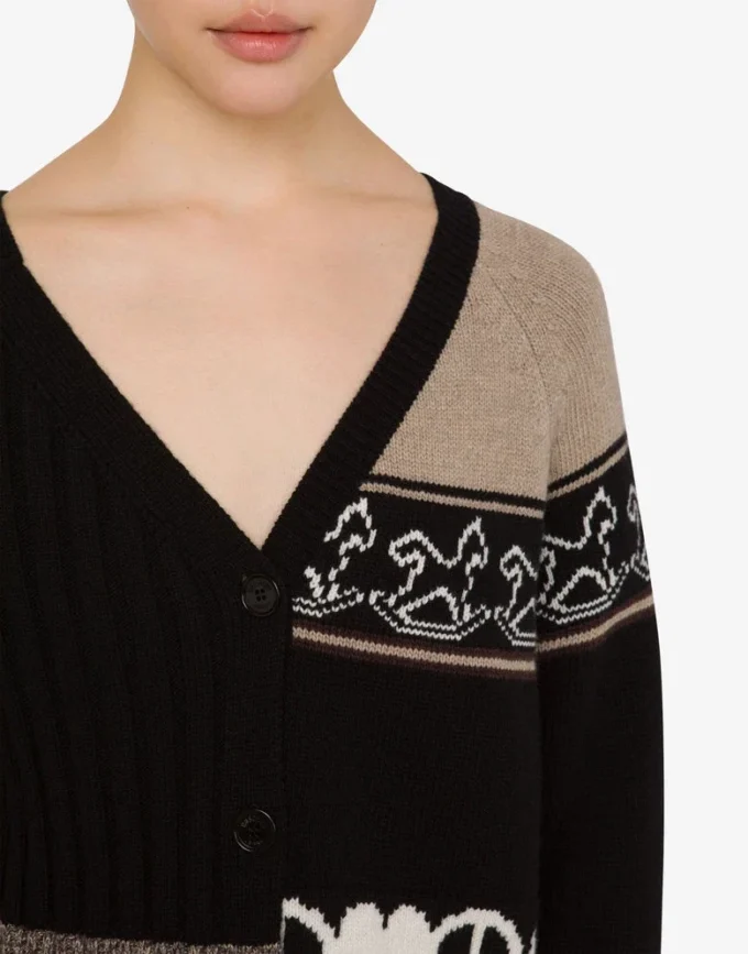 Cardigan in misto lana intarsio