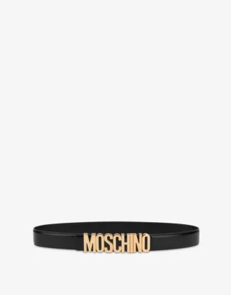 Cintura in pelle di vitello con logo Lettering