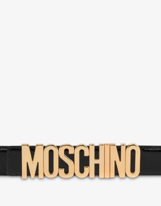 Cintura in pelle di vitello con logo Lettering