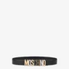Cintura in pelle di vitello con logo Lettering misto