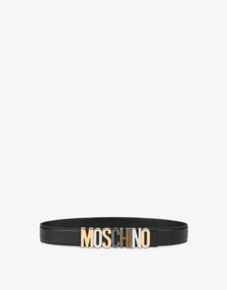 Cintura in pelle di vitello con logo Lettering misto